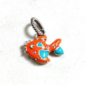 Brighton Fish Charm Retired Orange Enamel Silver for Bracelet Necklace Holder